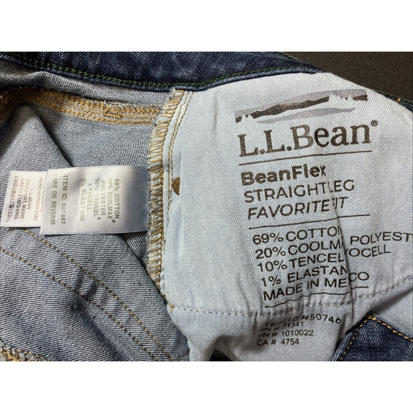 LL Bean Bean Flex Jeans Womens Sz 8 Straight Leg Favorite Fit Denim Regular NWT - Picture 4 of 8